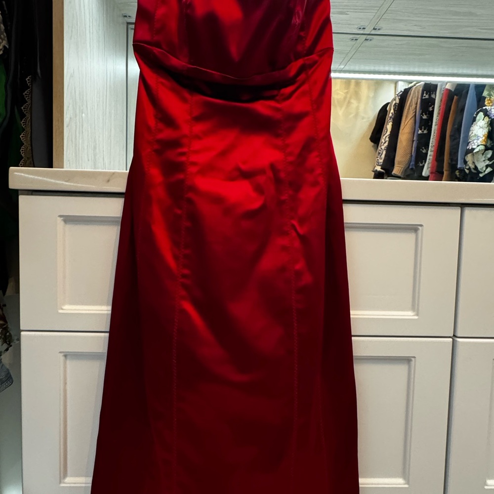 bebe Strapless Scarlet Red Satin Dress. Size XS. Only worn once. - Picture 5 of 5